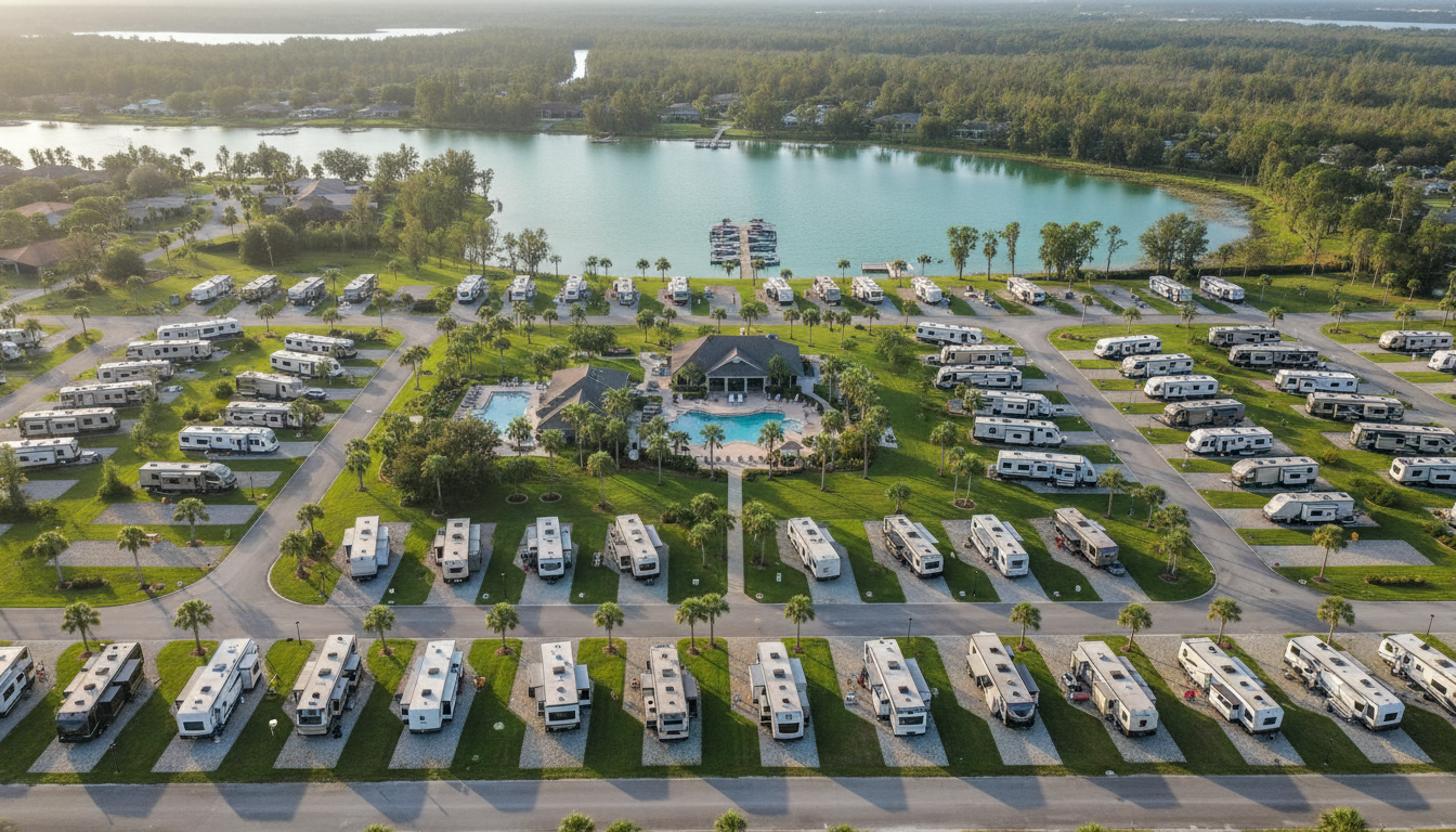 Aerial view of Paradise Island Campgrounds