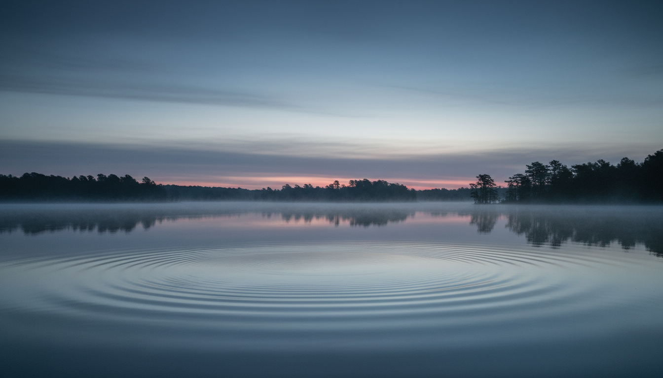 Serene Middle Lake Hamilton at sunset